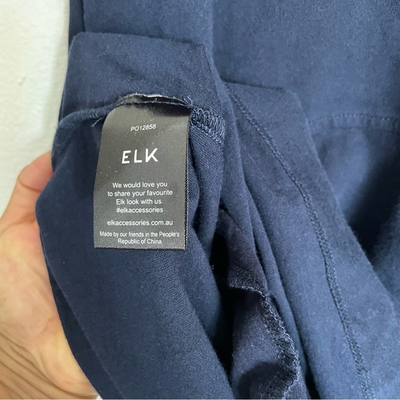 ELK the Label Tulip Sleeve Navy Blue Dress Organic Cotton Size 12 - Picture 6 of 9